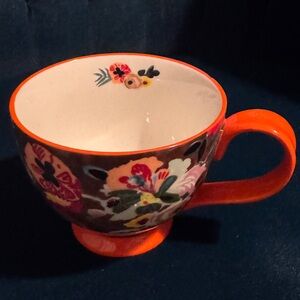 Potter’s Studio Teacup Floral Orange Ceramic Mug with inside flower detail